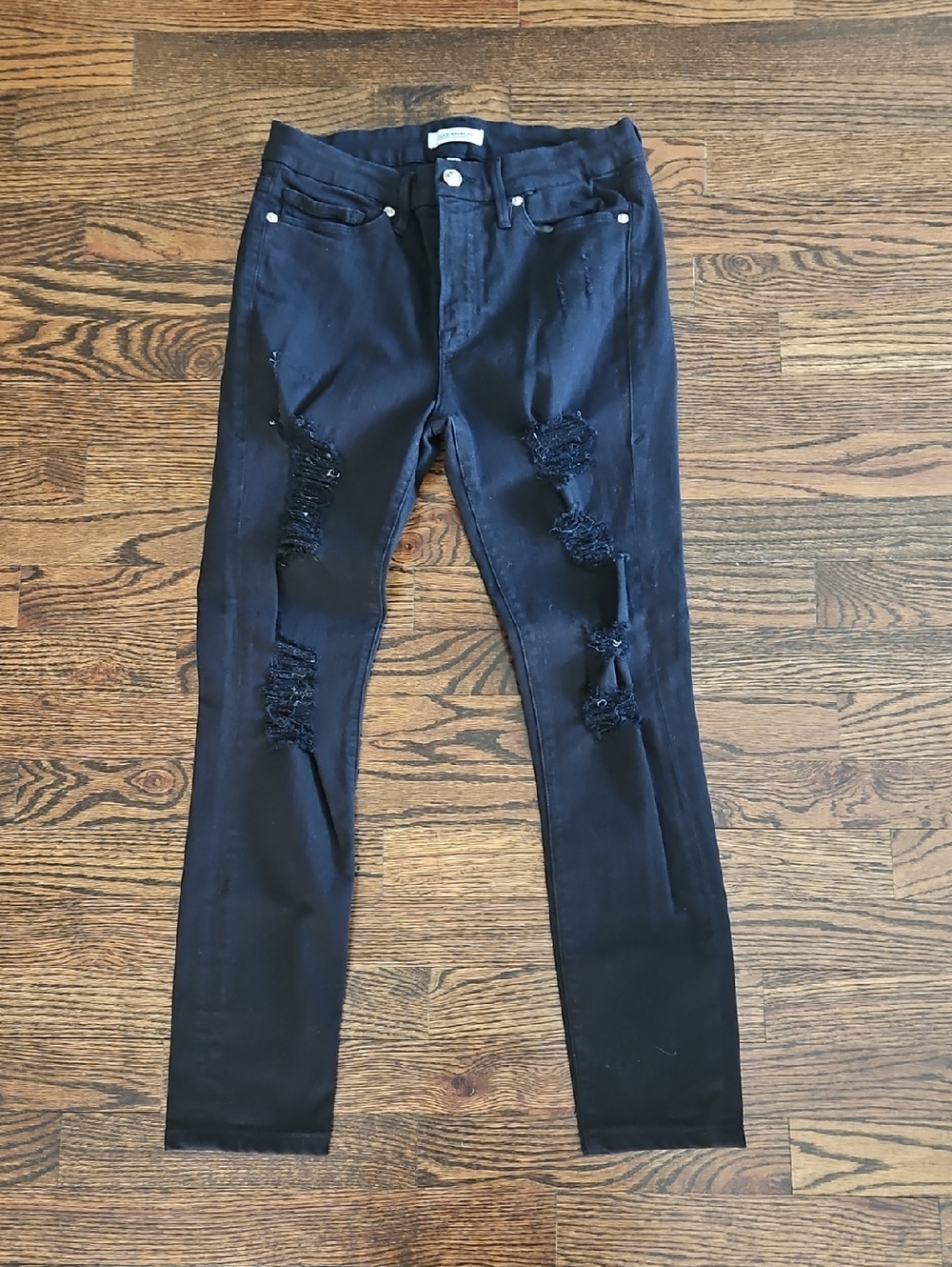 Good American - Women’s Black Distressed Skinny Jeans -size 6 / 28